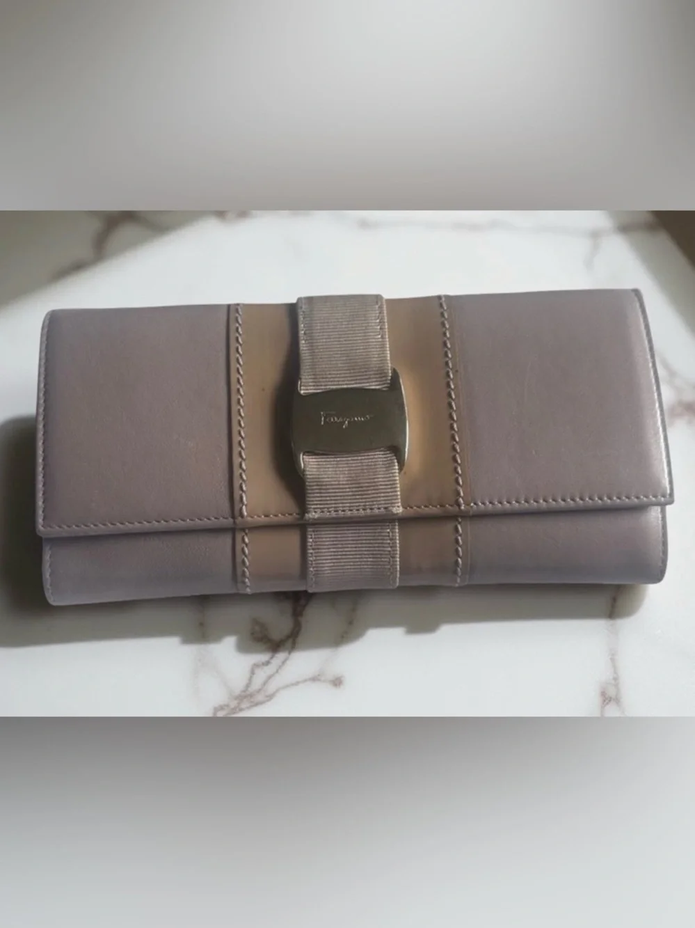 Salvatore Ferragamo Vara Bow long continental Leather wallet Blush Pink - Picture 1 of 15